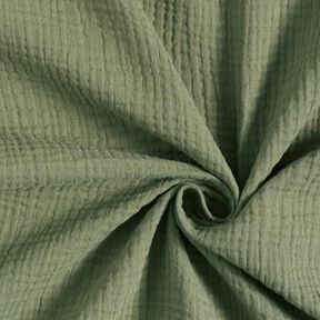 GOTS Muślin / Tkanina double crinkle | Tula – oliwka, 