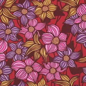 LENZING™ EcoVero™ Tkanina wiskozowa kwiaty | Poppy Fabrics – merlot/brzoskwinia, 