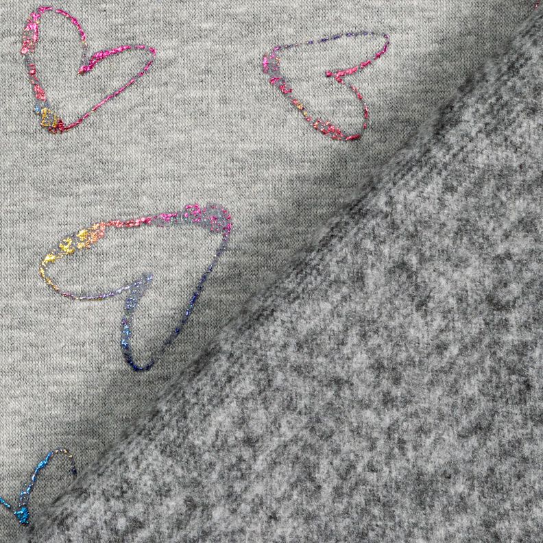 Polar alpejski brokatowe serca Nadruk foliowy – jasnoszary,  image number 4