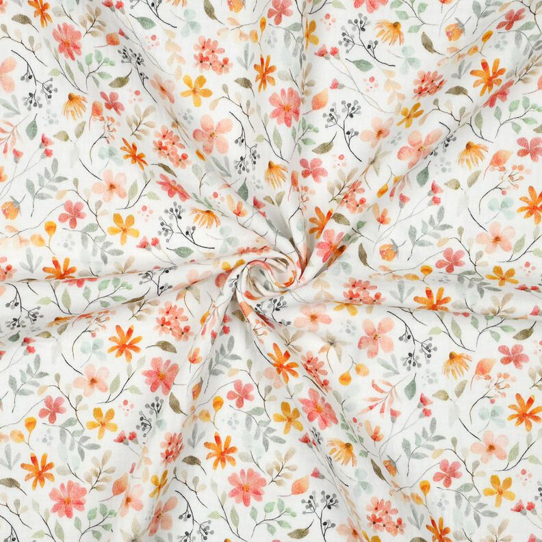 Muślin / Tkanina double crinkle kolorowa łąka kwietna nadruk cyfrowy | Poppy Fabrics – kość, image number 3