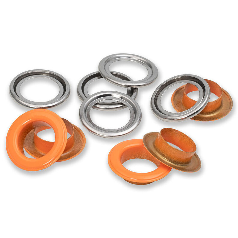 Oczka z podkładkami [15 sztuk | Ø 14 mm] | Prym – pomarańcza/srebrny metaliczny,  image number 2
