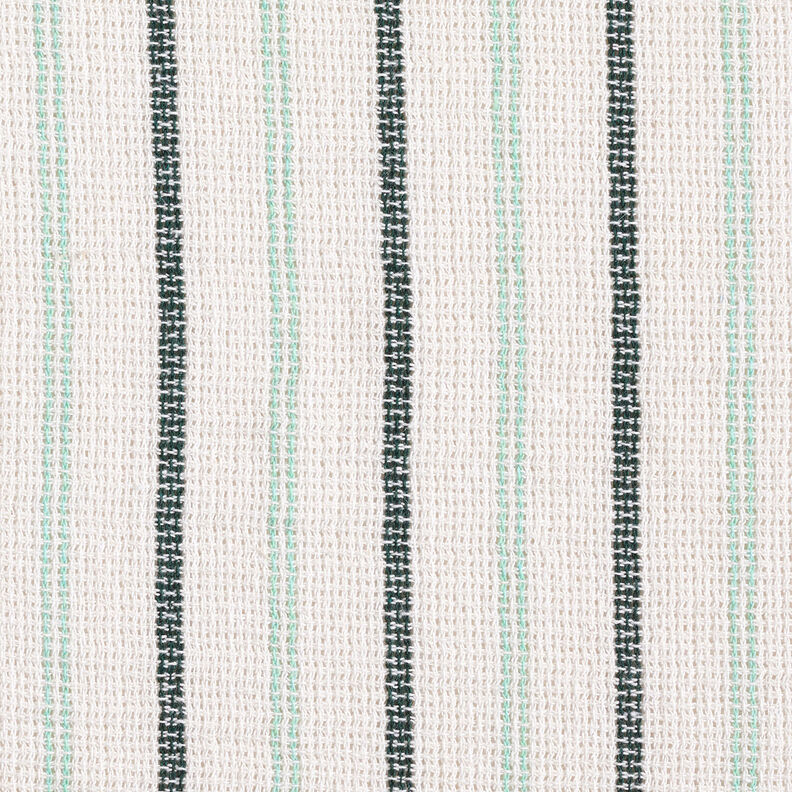 Tkanina bawełniana o strukturze siatki w pionowe paski – biel/mięta pieprzowa,  image number 1