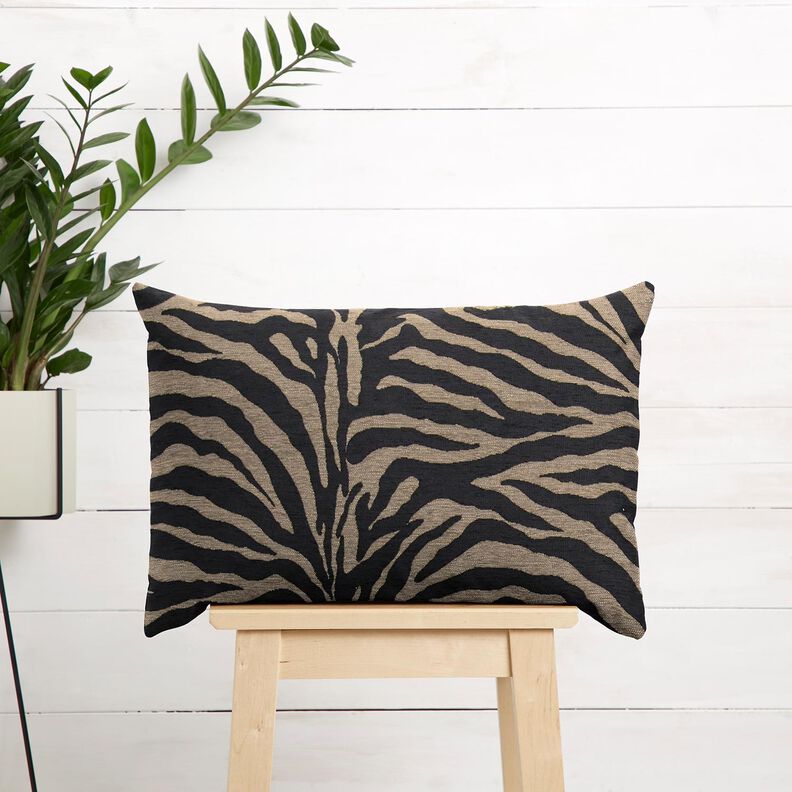 Tkanina tapicerska Żakard zebra – khaki/czerń, image number 9