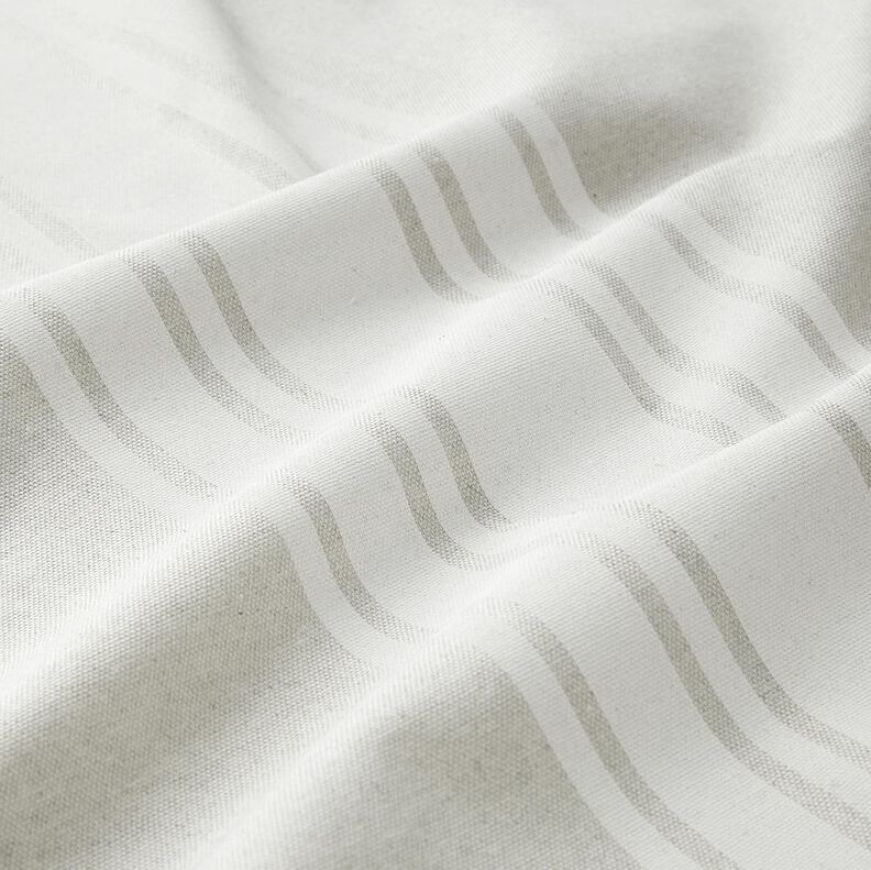 Tkanin dekoracyjna Panama Szerokie pasy – mleczna biel/mglisty szary,  image number 2