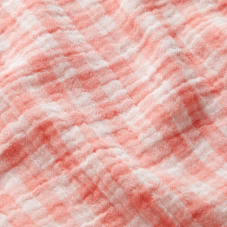 Muślin / Tkanina double crinkle kratka Vichy z barwionej przędzy – stary róż/biel,  image number 3