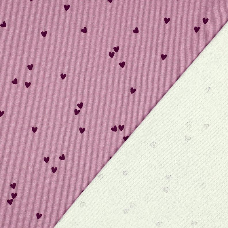 Dżersej prążkowany rozproszone serca | Poppy Fabrics – pastelowy fiolet/merlot, image number 4