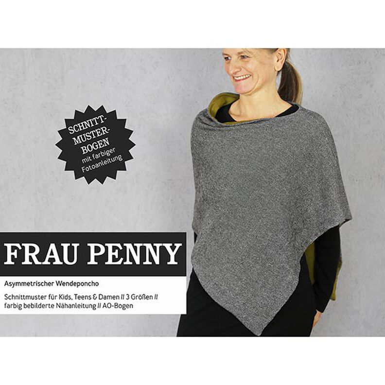 KOBIETA PENNY asymetryczne dwustronne poncho | Studio Przycięcie na wymiar | Jeden Rozmiar,  image number 1