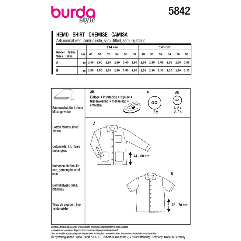 Hemd | Burda 5842 | 48-58,  image number 9