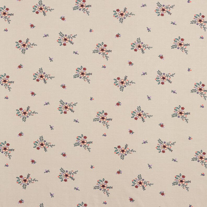 GOTS Dżersej bawełniany rozsypane kwiaty | Poppy Fabrics – migdałowy,  image number 1