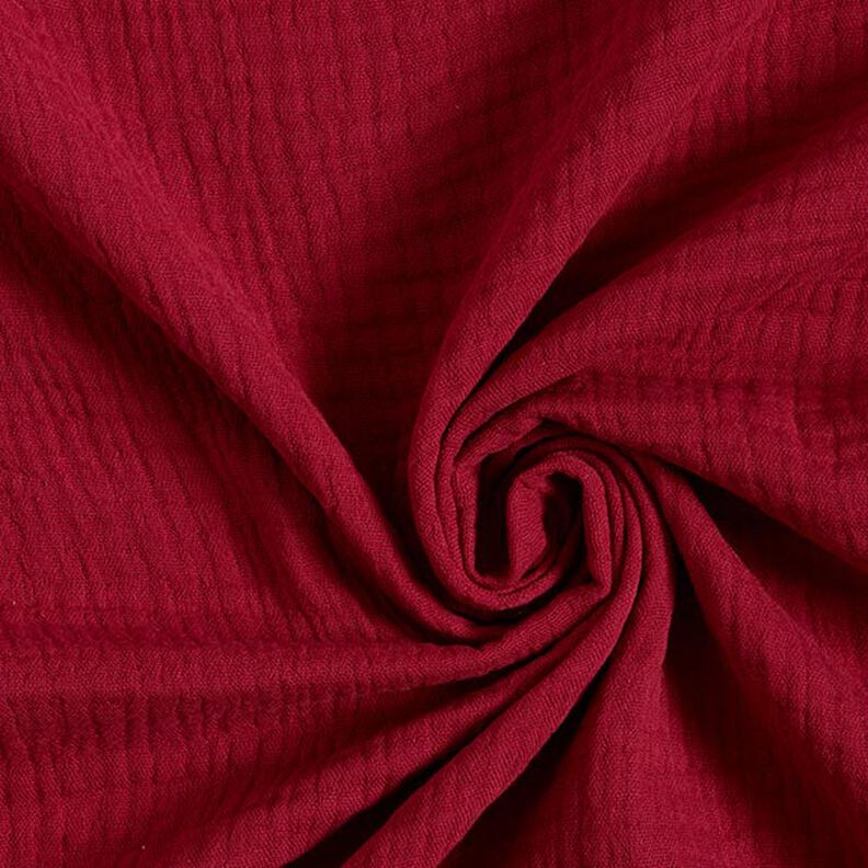 GOTS Trójwarstwowy muślin bawełniany – czerwień karminowa,  image number 1