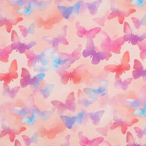 Dżersej bawełniany kolorowe motyle nadruk cyfrowy | Poppy Fabrics – różowy/błękit, 