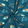 Dzianina dresowa drapana pojazdy budowlane | Poppy Fabrics – niebieski oceaniczny/eukaliptusowy,  thumbnail number 3