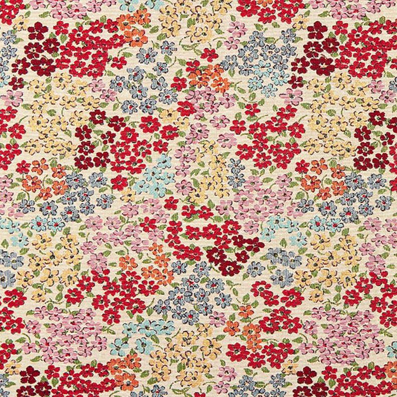 Tkanin dekoracyjna Gobelin bujne kwiaty – jasnobeżowy/czerwień,  image number 1