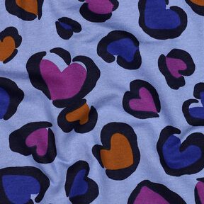 Dzianina dresowa drapana kolorowe serca | Poppy Fabrics – stalowoniebieski, 