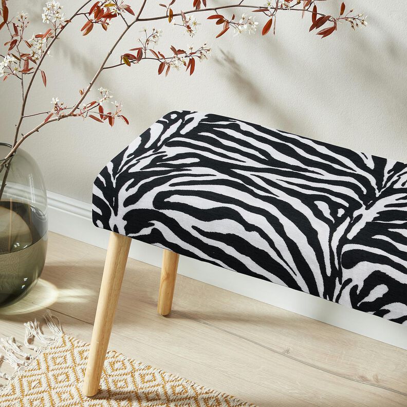Tkanina tapicerska Żakard zebra – biel/czerń, image number 8