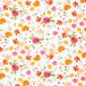 Muślin / Tkanina double crinkle kolorowe akwarelowe kwiaty nadruk cyfrowy – biel,  thumbnail number 1