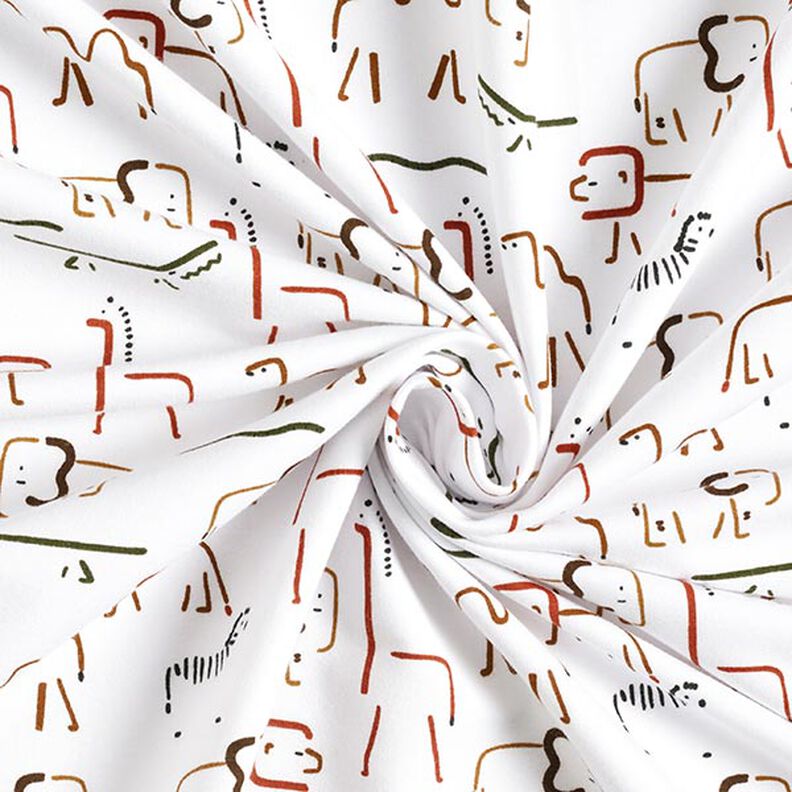 Dzianina dresowa drapana abstrakcyjne zwierzęta stepowe – biel,  image number 3
