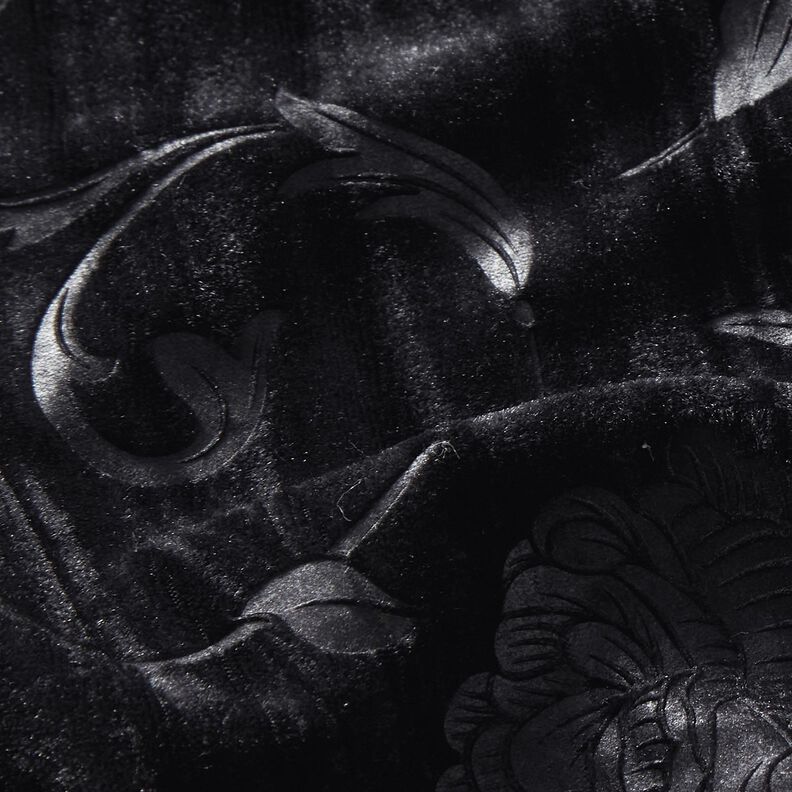 Gnieciony aksamit z chryzantemą – czerń,  image number 2