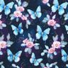 Dżersej bawełniany błyszczące motyle i kwiaty | Glitzerpüppi  – ciemnogranatowy/lodowy niebieski,  thumbnail number 1