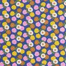 Tkanina bawełniana Kreton okrągłe kwiaty – słoneczna żółć/błękit,  thumbnail number 1