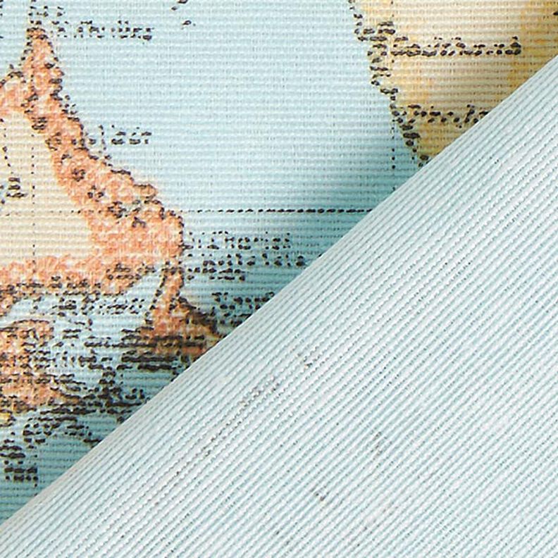Tkanina dekoracyjna Otomana Mapa świata – błękit,  image number 3