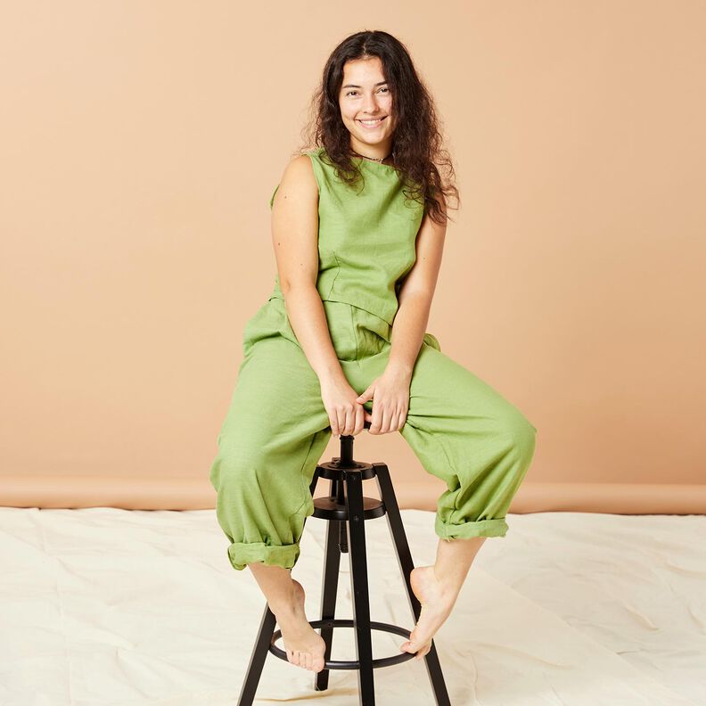 Tkanina lniana mieszanka ramii, średnia – karmelka,  image number 5