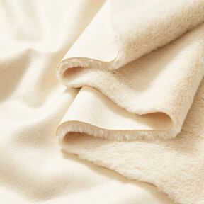 Tkanina welurowa z podszewką ze sztucznego futra – krem, 