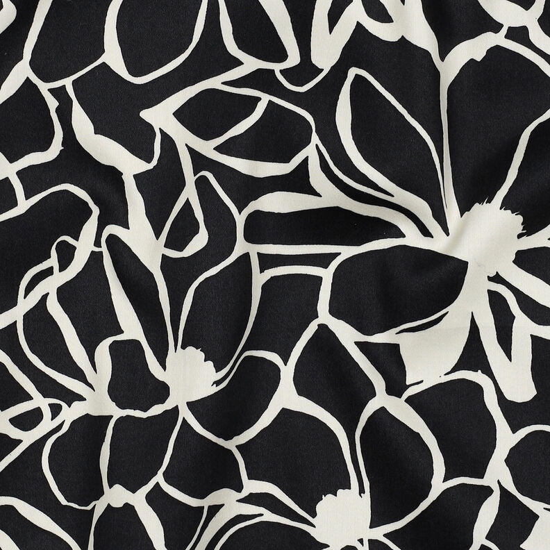 Satyna bawełniana Magnolia | Nerida Hansen – czerń/mleczna biel,  image number 2