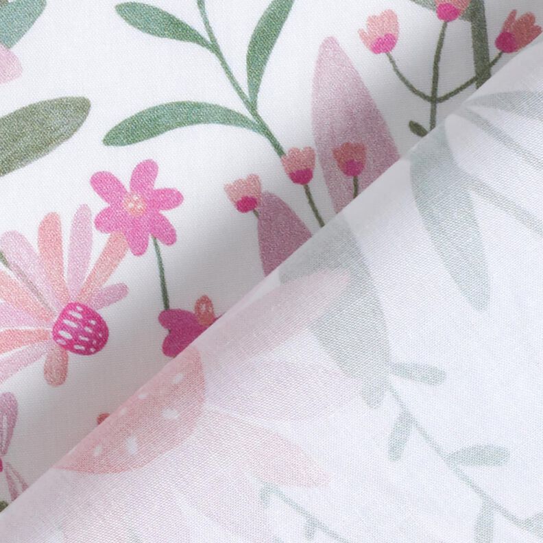 Popelina bawełniana duże kwiaty łąkowe nadruk cyfrowy | Poppy Fabrics – biel,  image number 4