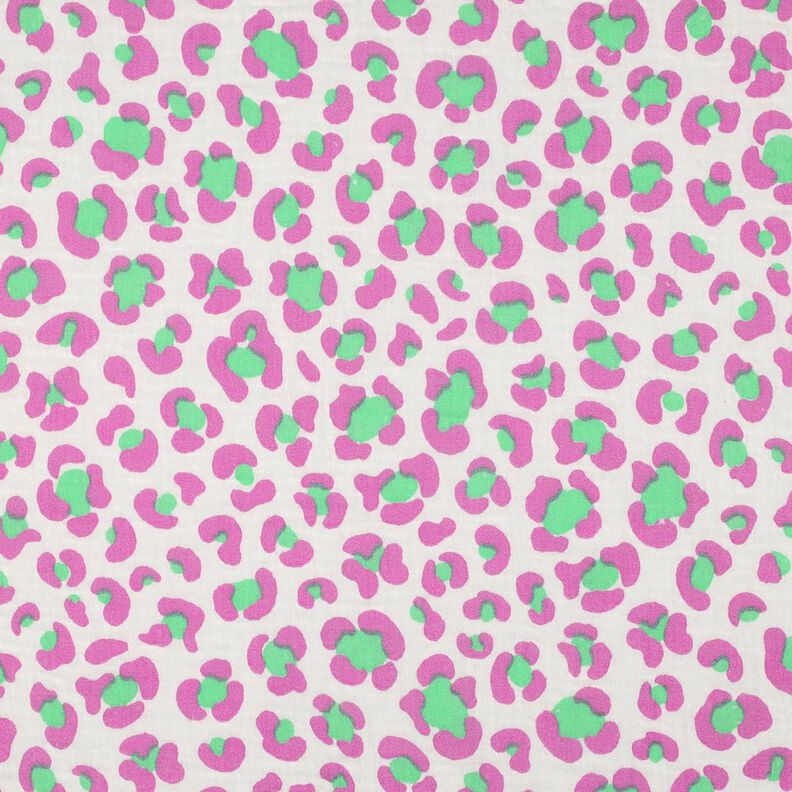 Muślin / Tkanina double crinkle kolorowa panterka | Poppy Fabrics – kość słoniowa/jasna zieleń, image number 1