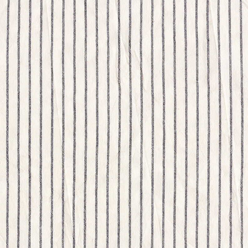Tkanina na bluzki Mieszanka bawełny szerokie pasy – mleczna biel/czerń,  image number 1