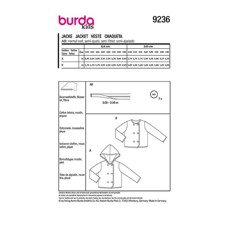 Kurtka | Burda 9236 | 104-140,  image number 7