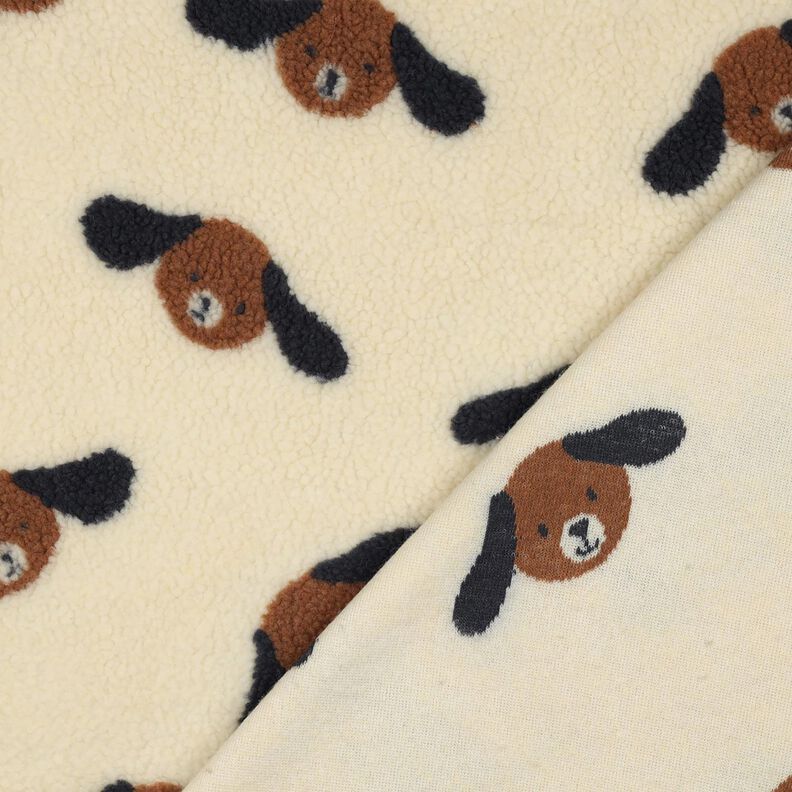 Puszysty plusz psie głowy | Poppy Fabrics – jasnobeżowy/czarny brąz, image number 4