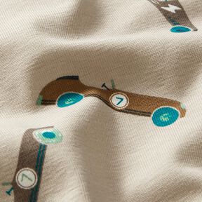 Dżersej bawełniany wyścigówki retro – jasny kreci, 