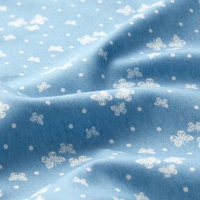 Chambray kropki i motyle – jasnoniebieski/mleczna biel, 