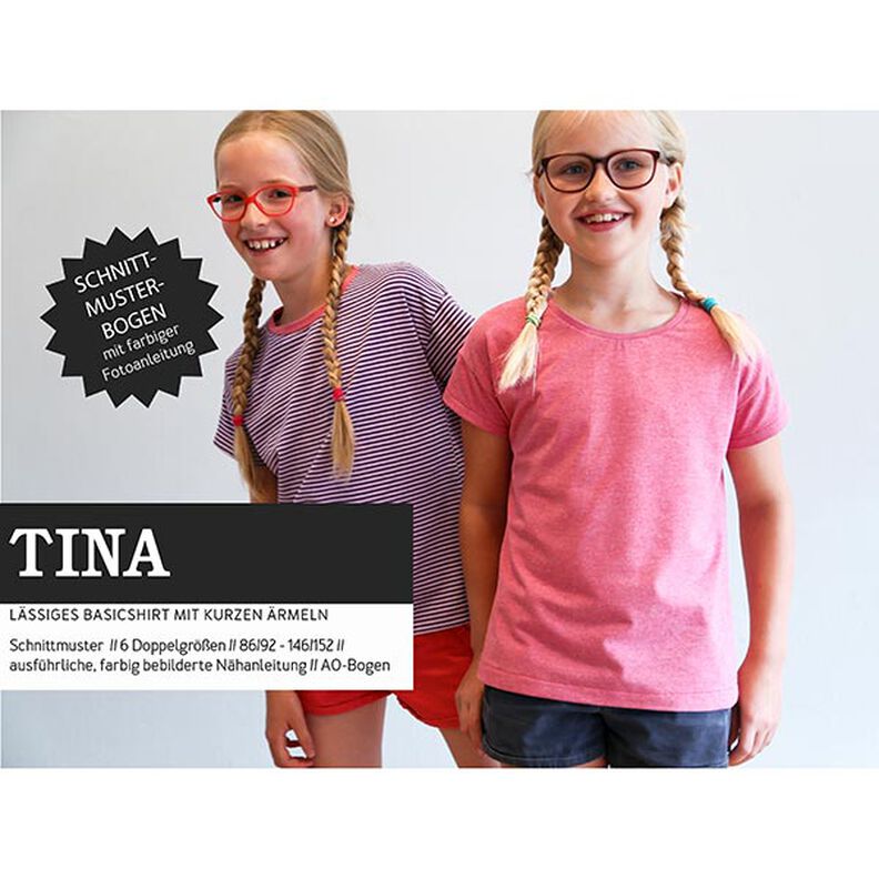 TINA – swobodna koszulka basic z krótkim rękawem, Studio Schnittreif  | 86 - 152,  image number 1