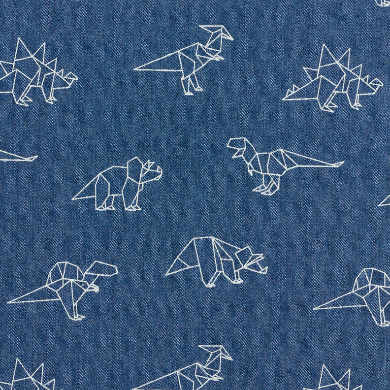 Tkanina dżinsowa strecz dinozaury origami – dżins,  image number 1