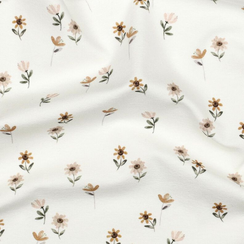 Dżersej bawełniany śliczne kwiatki nadruk cyfrowy | Poppy Fabrics – kość słoniowa/karmelka,  image number 2