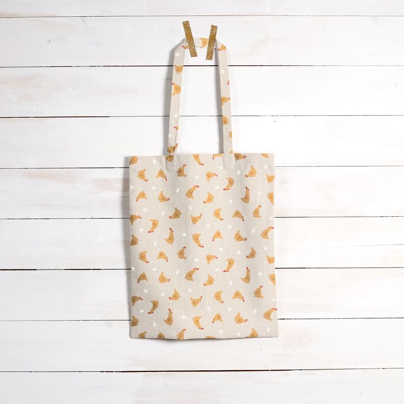 Tkanin dekoracyjna Half panama małe kury – naturalny/żółty curry,  image number 8