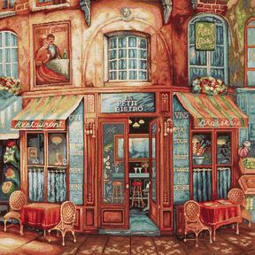 Panel dekoracyjny Gobelin bistro francuskie – błękit/terakota, 
