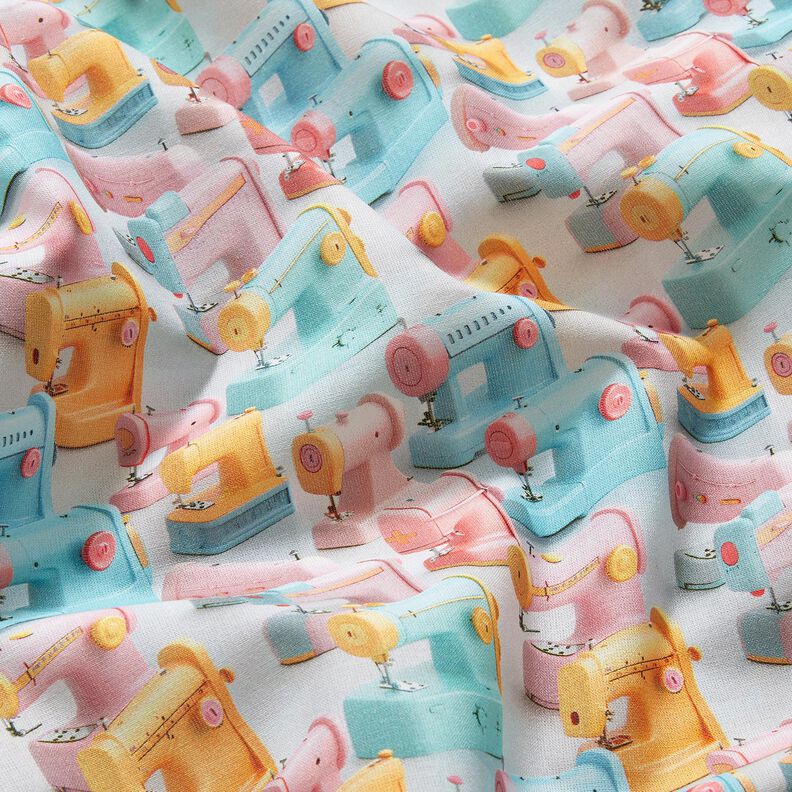 Tkanina bawełniana Popelina kolorowe maszyny do szycia &ndash; jasny r&oacute;ż/jasny turkus,  image number 2