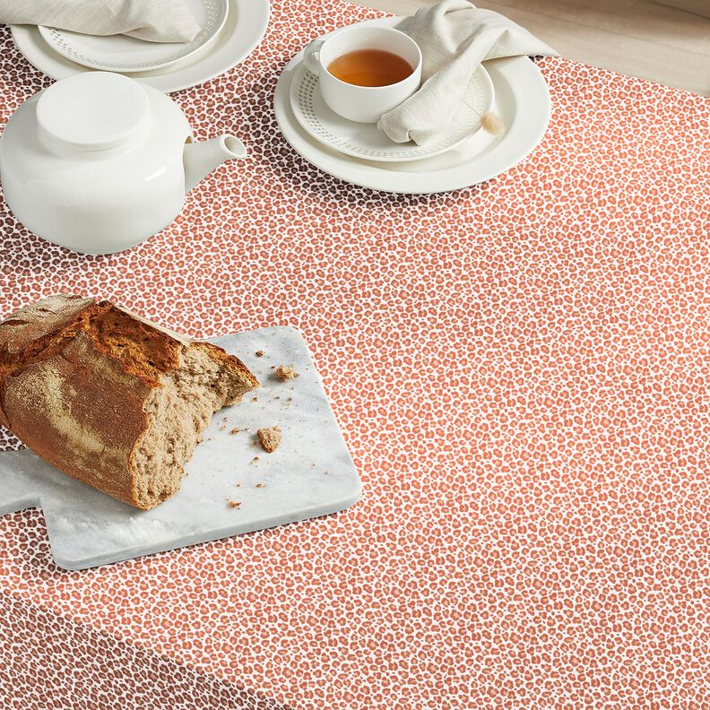 Tkanina bawełniana Kreton mały wzór w panterkę – kość słoniowa/miedź,  image number 5