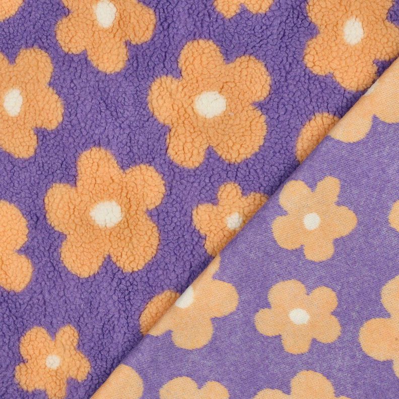 Puszysty plusz kwiaty | Poppy Fabrics &ndash; lawendowy/brzoskwinia,  image number 4