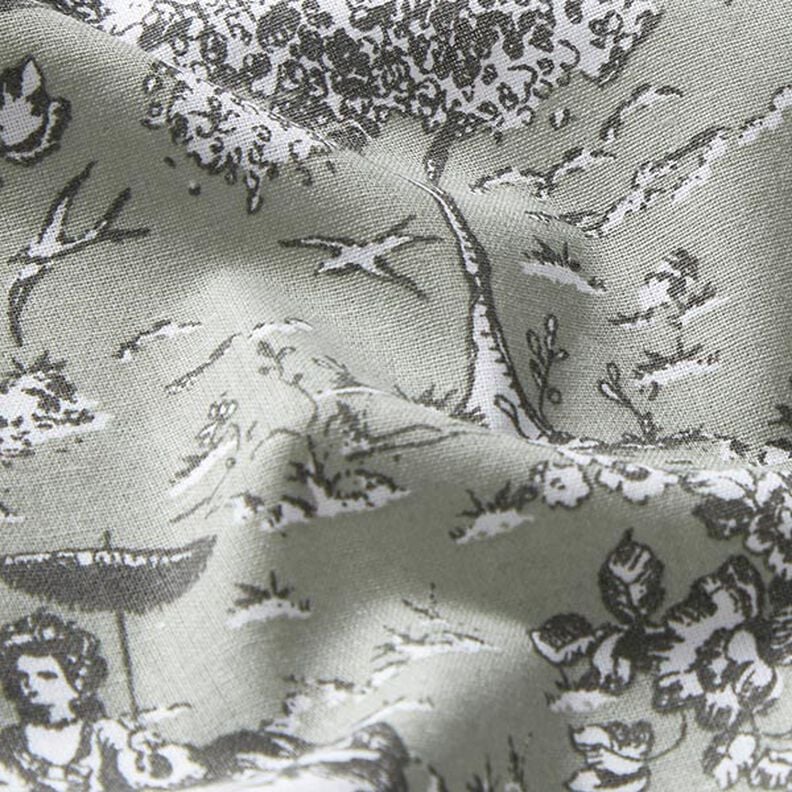 Tkanina bawełniana Kreton wizyta w parku – zieleń trzcinowa,  image number 2