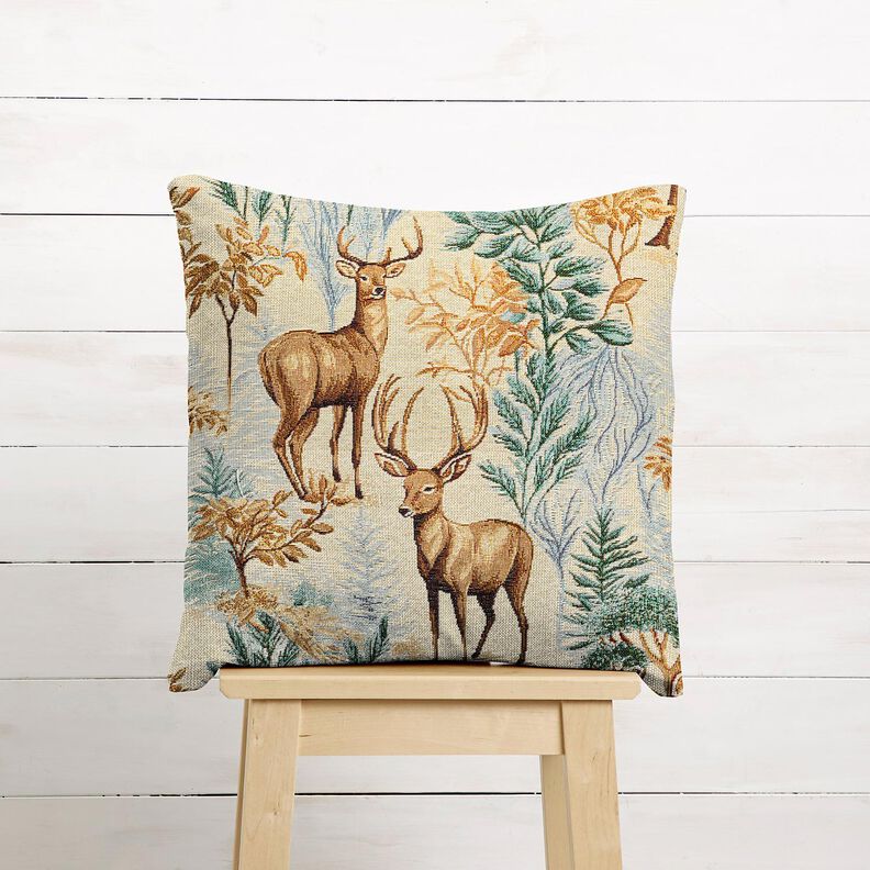 Tkanin dekoracyjna Gobelin jesienny las &ndash; jasnobeżowy/zieleń,  image number 6