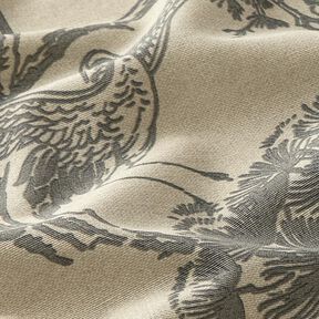 Tkanina dekoracyjna płótno Chiński żuraw – piasek/szary, 