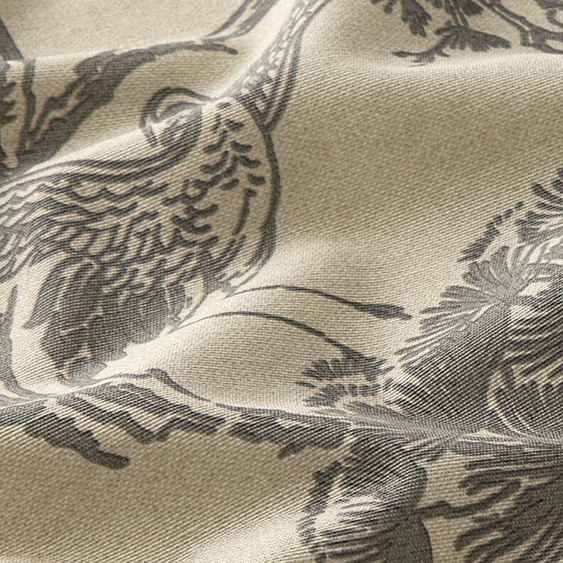 Tkanina dekoracyjna płótno Chiński żuraw – piasek/szary,  image number 2