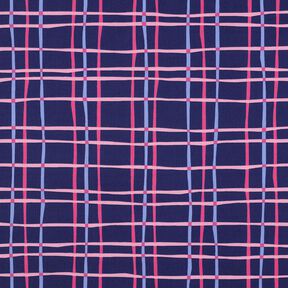 Popelina bawełniana falista krata | Poppy Fabrics – indygo/róż, 