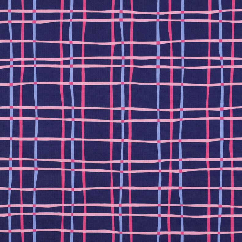 Popelina bawełniana falista krata | Poppy Fabrics – indygo/róż,  image number 1