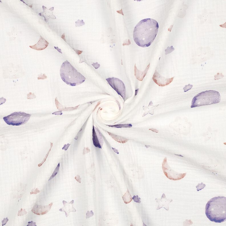 GOTS Muślin / Tkanina double crinkle nocne niebo nadruk cyfrowy | Poppy Fabrics – kość,  image number 3